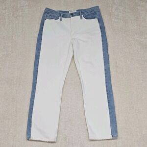 Frame Le High Straight Colorblocked Jeans in Denim Size 28